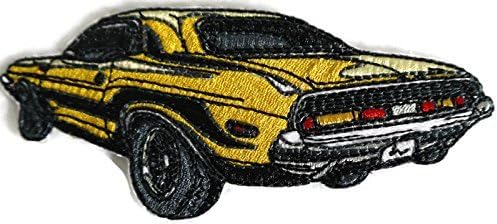 אוסף מכוניות קלאסיות [70 דודג 'צ'לנג'ר] [היסטוריה של רכב אמריקאי ברקמה] ברזל רקום על תיקון/תפירה